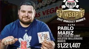 Pablo Mariz Emerges Victorious from 2017 WSOP $1,500 Millionaire Maker Event